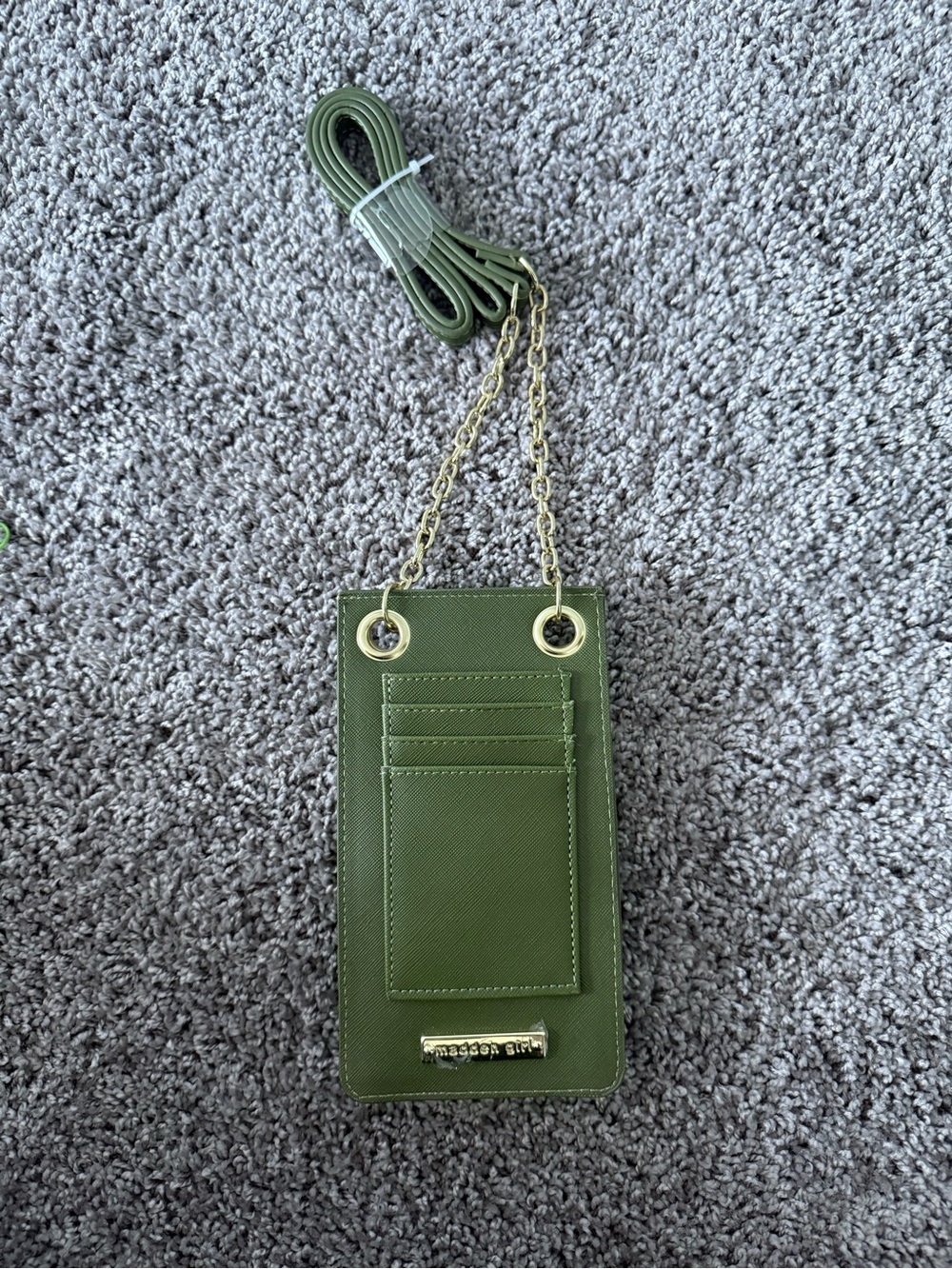 Madden Girl Olive Green Crossbody Card Holder